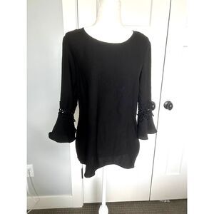 Zac and Rachel 3/4 Sleeve Peasant Top Decorative Lace Trim Sleeves Woman Size S